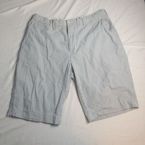 Vintage Polo Ralph Lauren Shorts Mens Sz 36 Blue Seersucker Striped Classic Fit